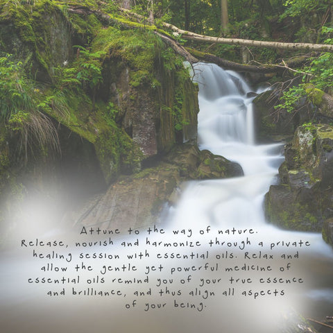 waterfall in the green mountain with black text